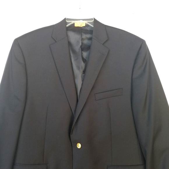 Ralph Lauren Wool Sport Coat Blazer 44R Navy Embossed Gold Buttons Like … - Picture 14 of 16